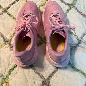 Hoka Women’s lemon yellow and pink lemonade colors. Running Sneakers. Size 7.5